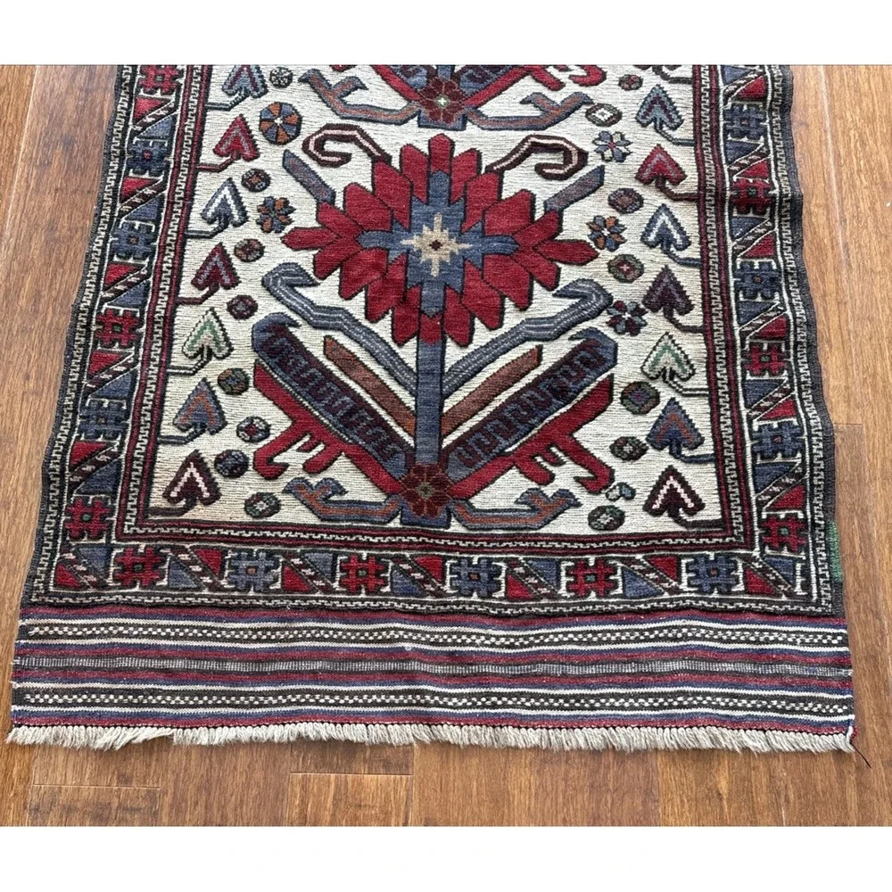 Kilim Wool‎ Foot Runner Caucasian Flatweave Rug Boho Decor 74 x 35 in